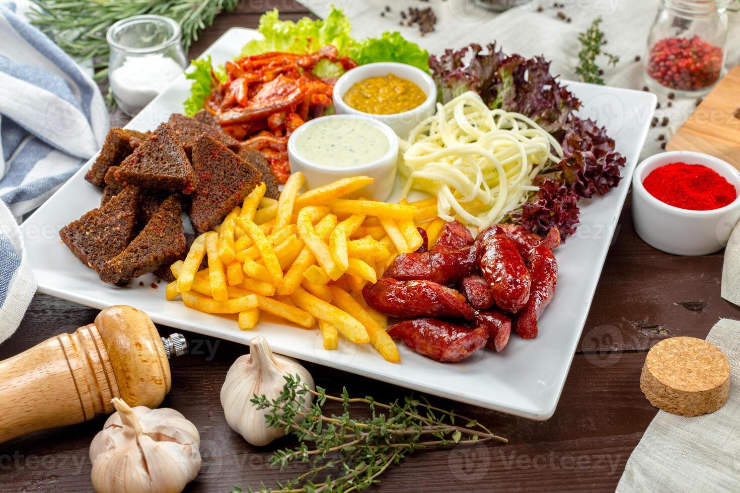 beer snacks served in the restaurant photo