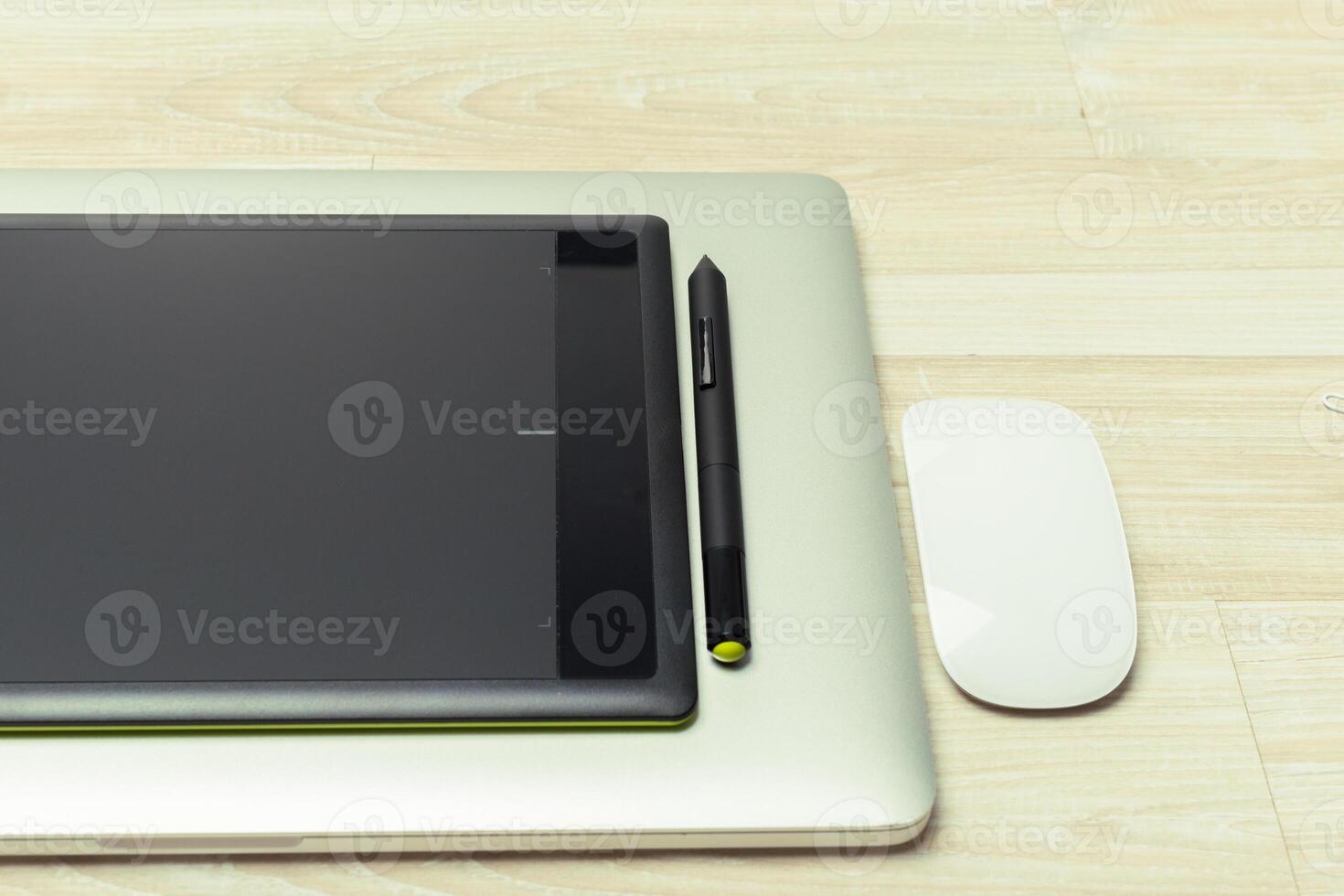 Working place of designer, close-up photo