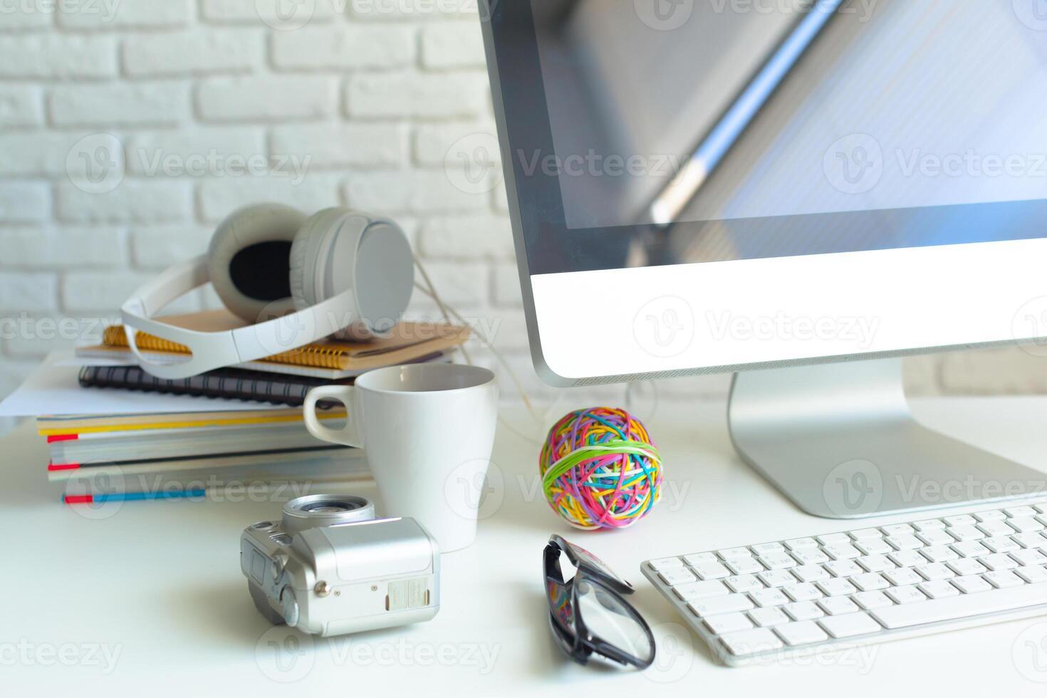 working table with computer photo
