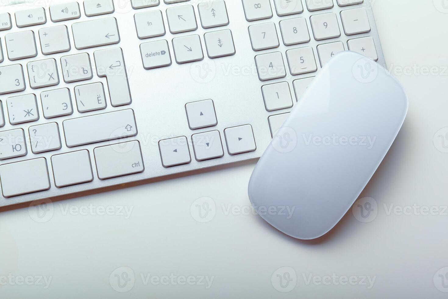 Close up image of computer office keyboard on a white background photo