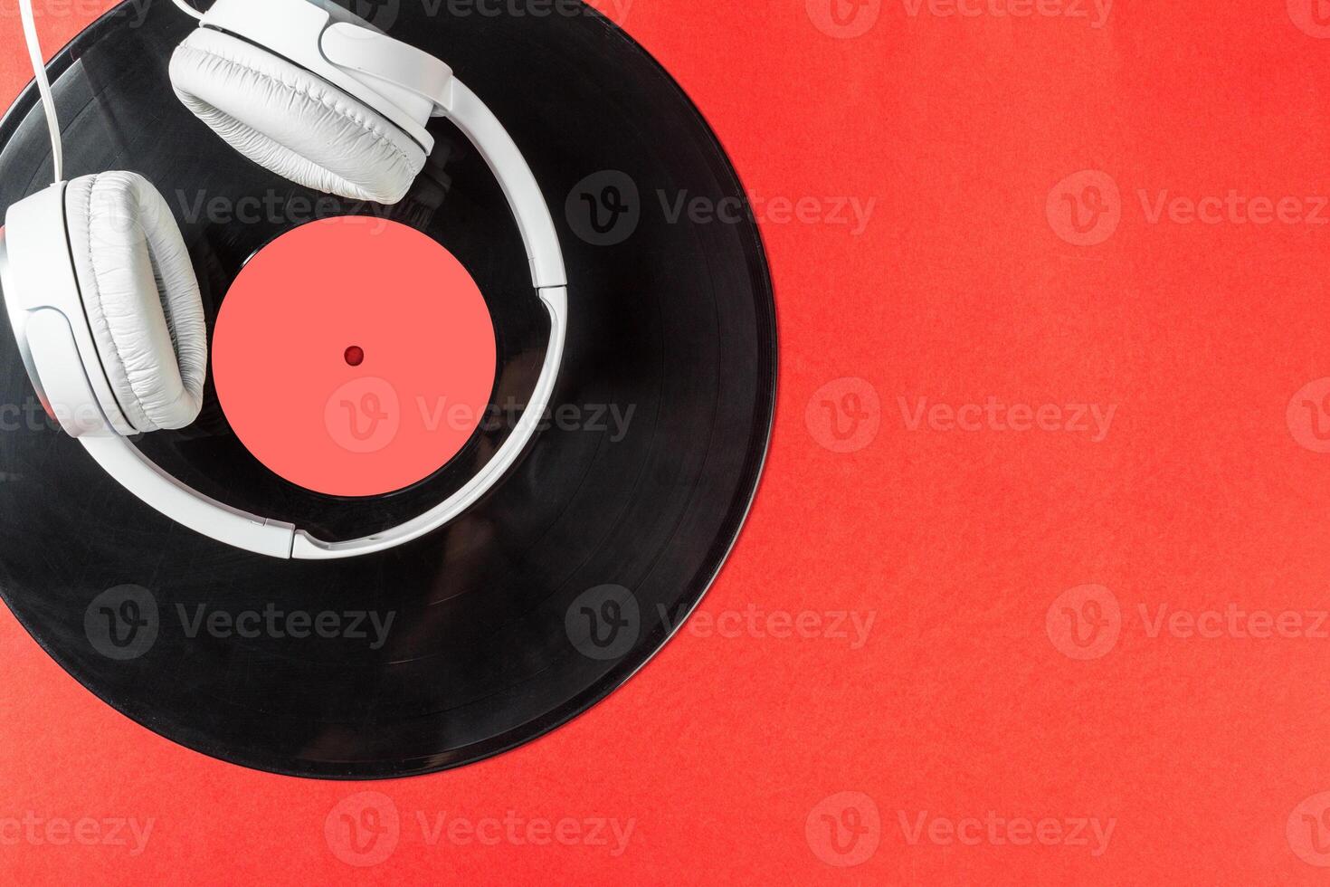 record on a red background photo