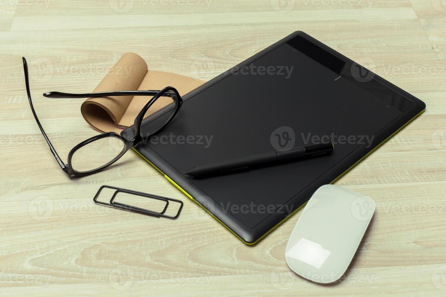 Working place of designer, close-up photo