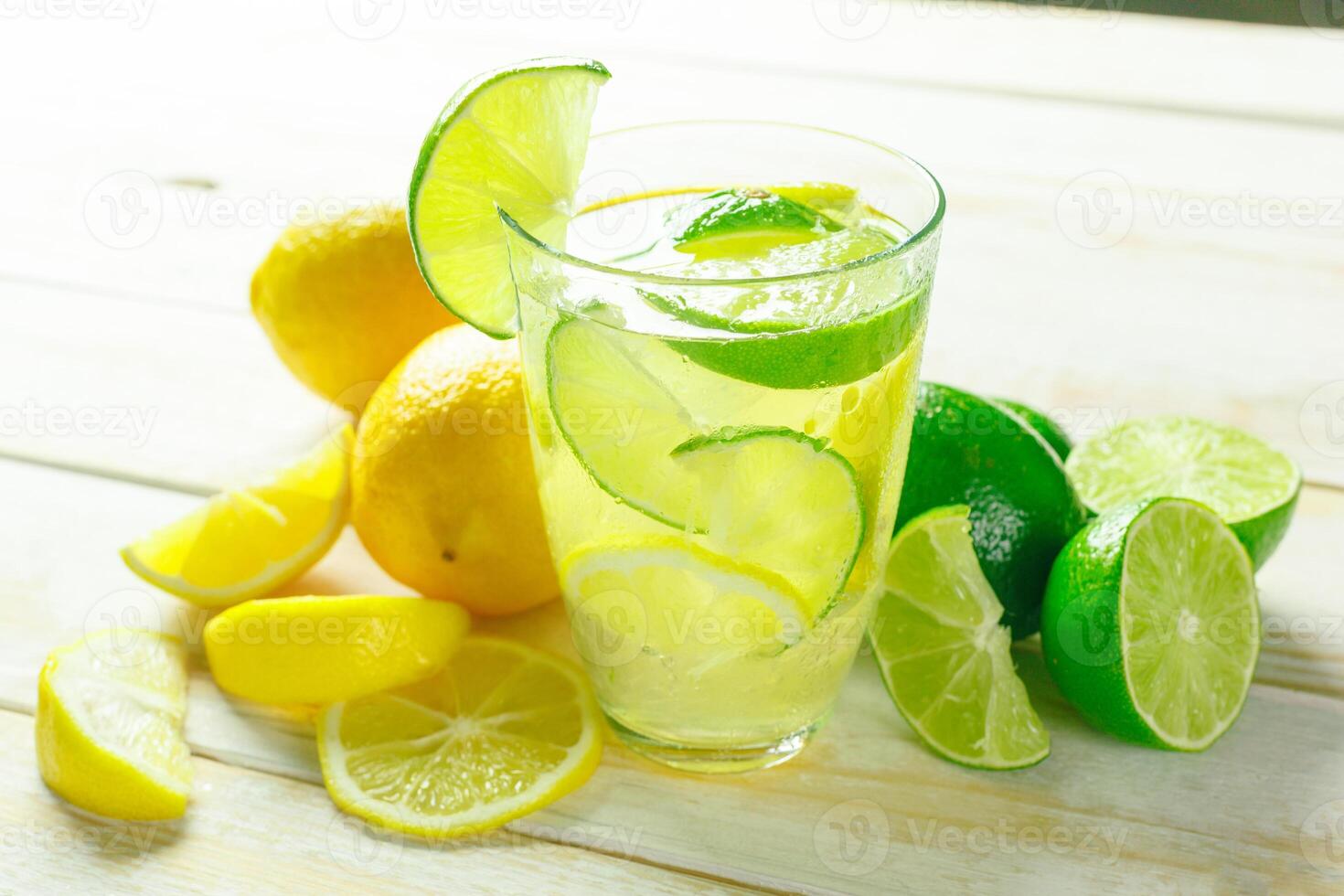 Lemonade with fresh lemon photo