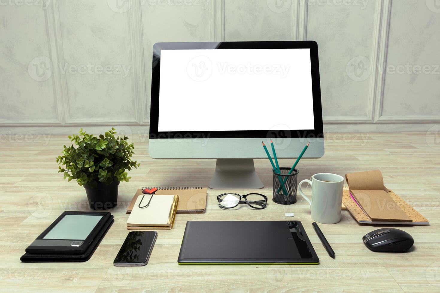 Working place of designer, close-up photo