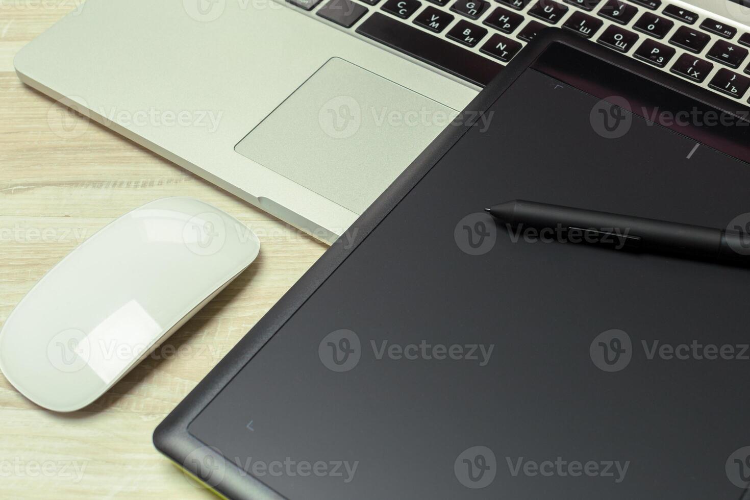 Working place of designer, close-up photo