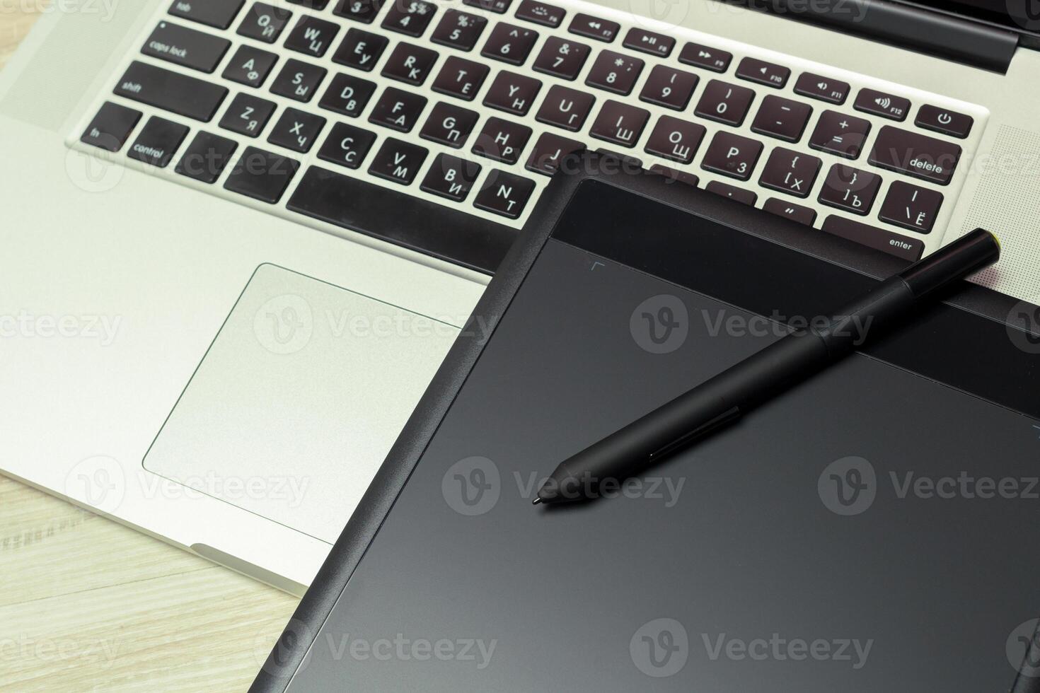 Working place of designer, close-up photo