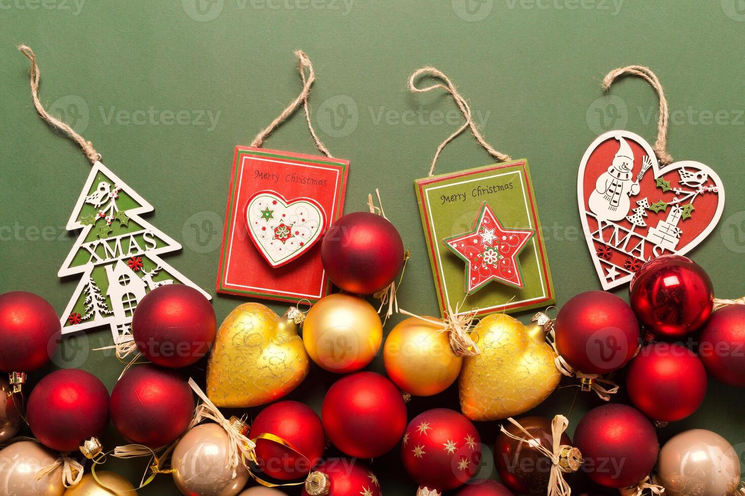 Xmas or new year composition with holiday decorations photo