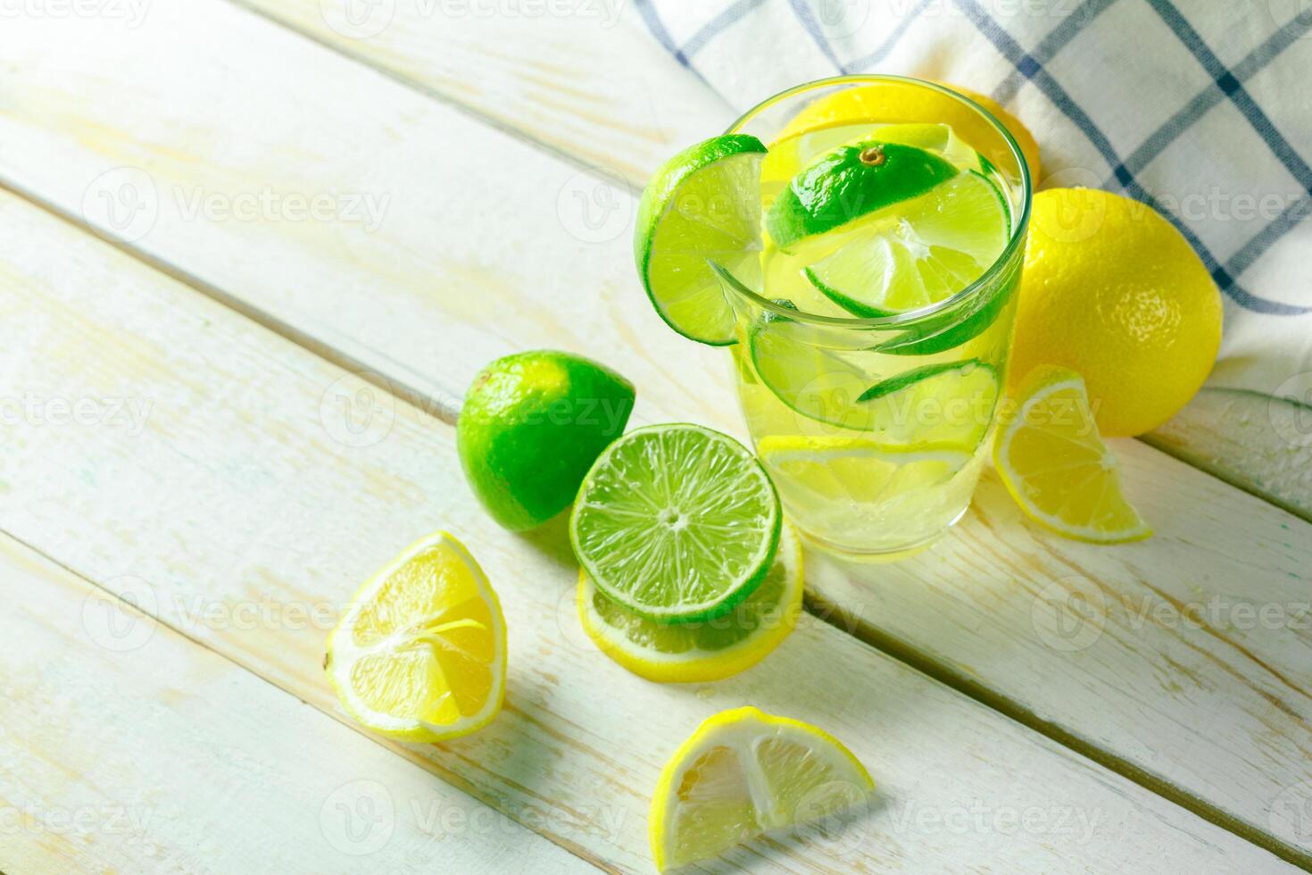 Lemonade with fresh lemon photo