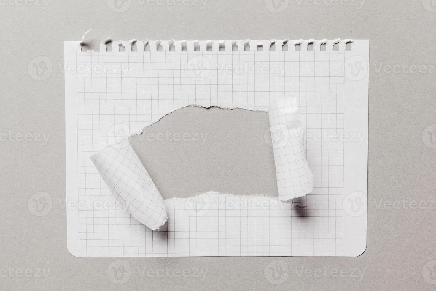 Hole in the paper with torn sides photo