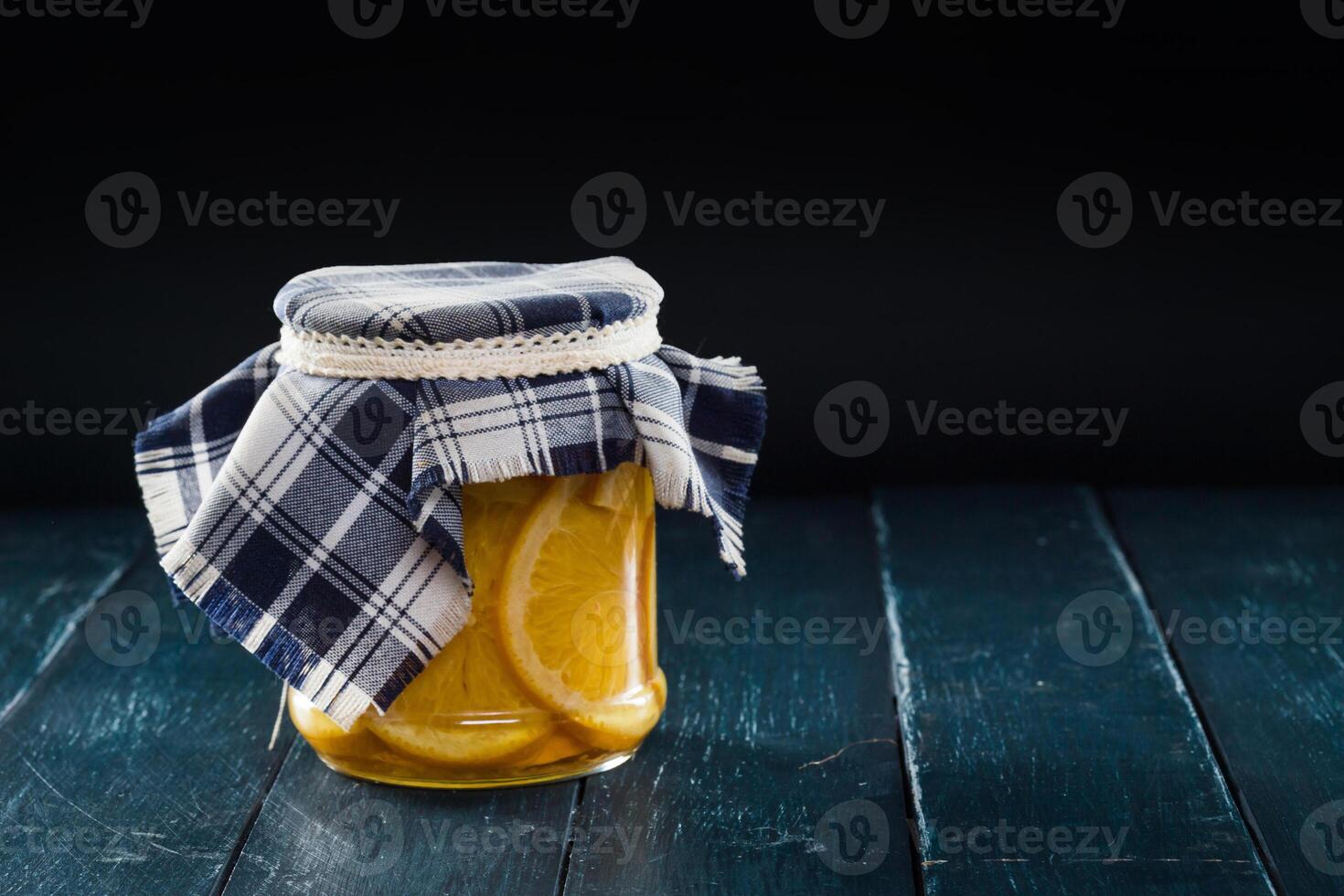 Homemade jars of fruits photo