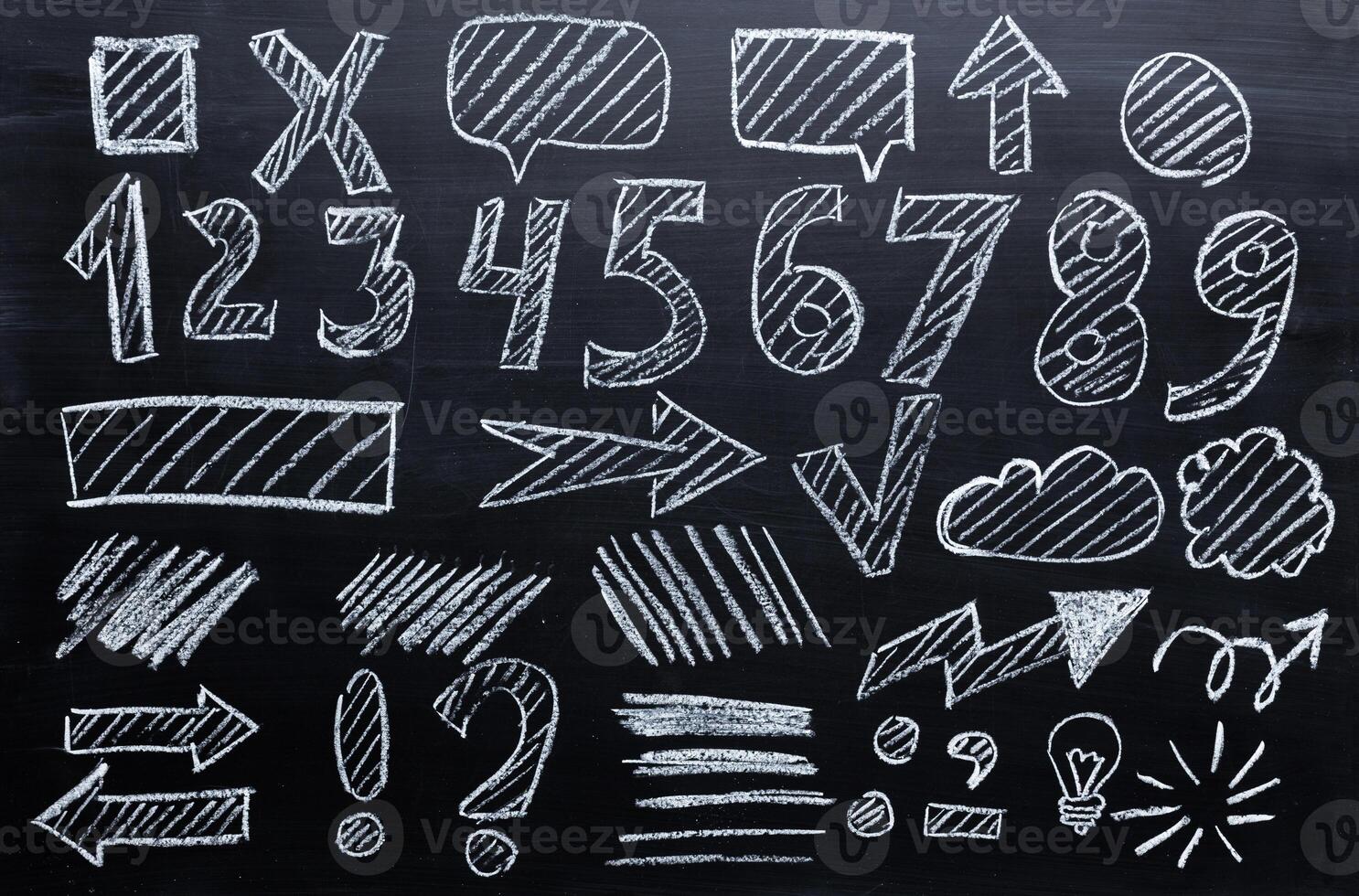 hand drawn infographic design elements on chalkboard for your design photo