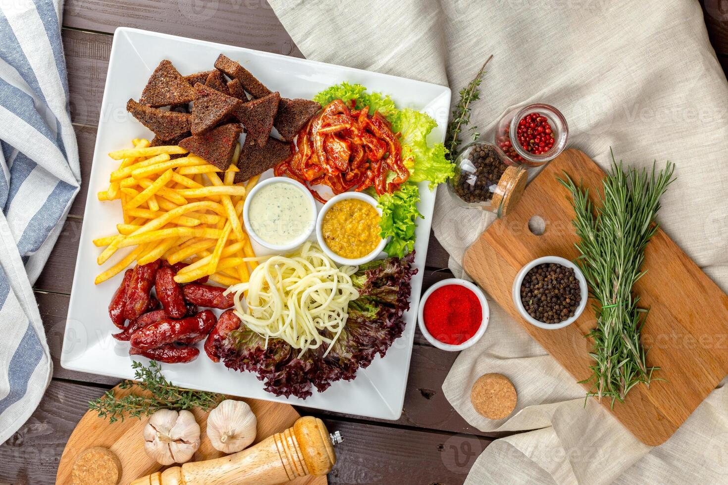 beer snacks served in the restaurant photo