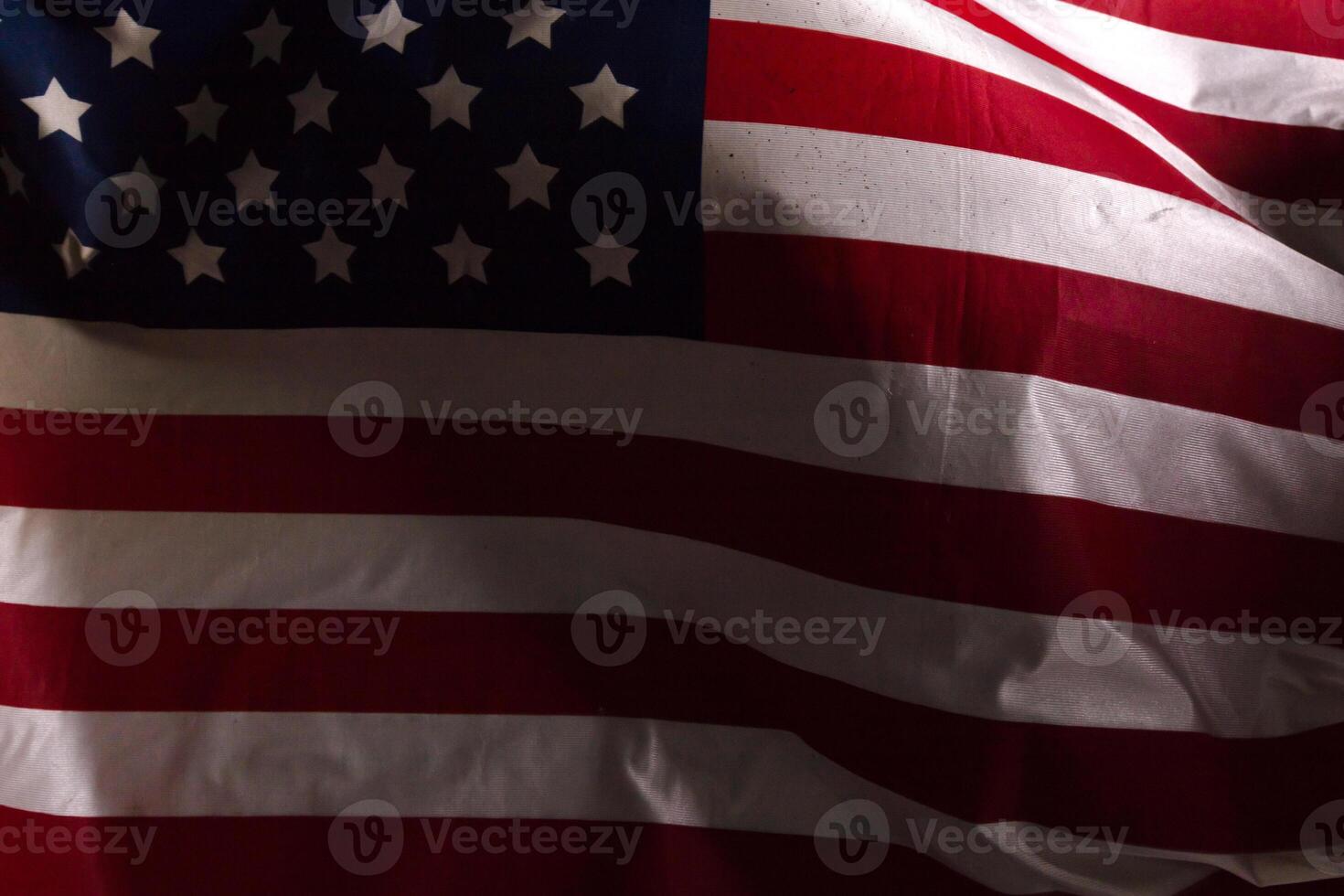 Closeup of ruffled American flag photo