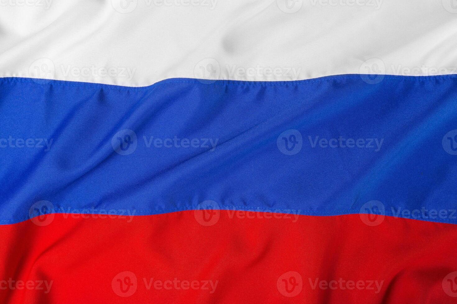 close up shot of wavy flag of Russia photo