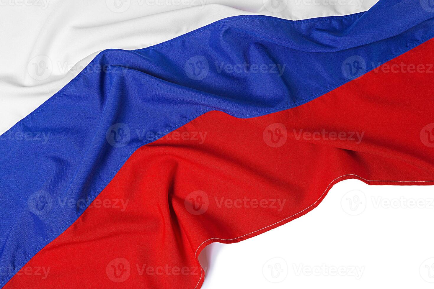 close up shot of wavy flag of Russia photo