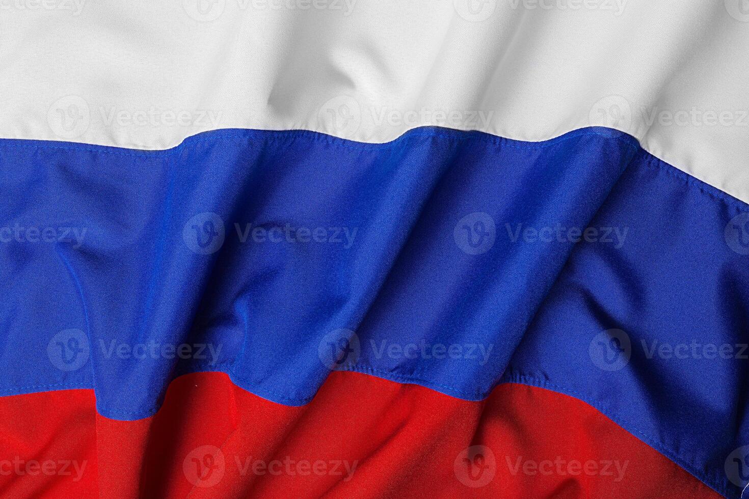 close up shot of wavy flag of Russia photo