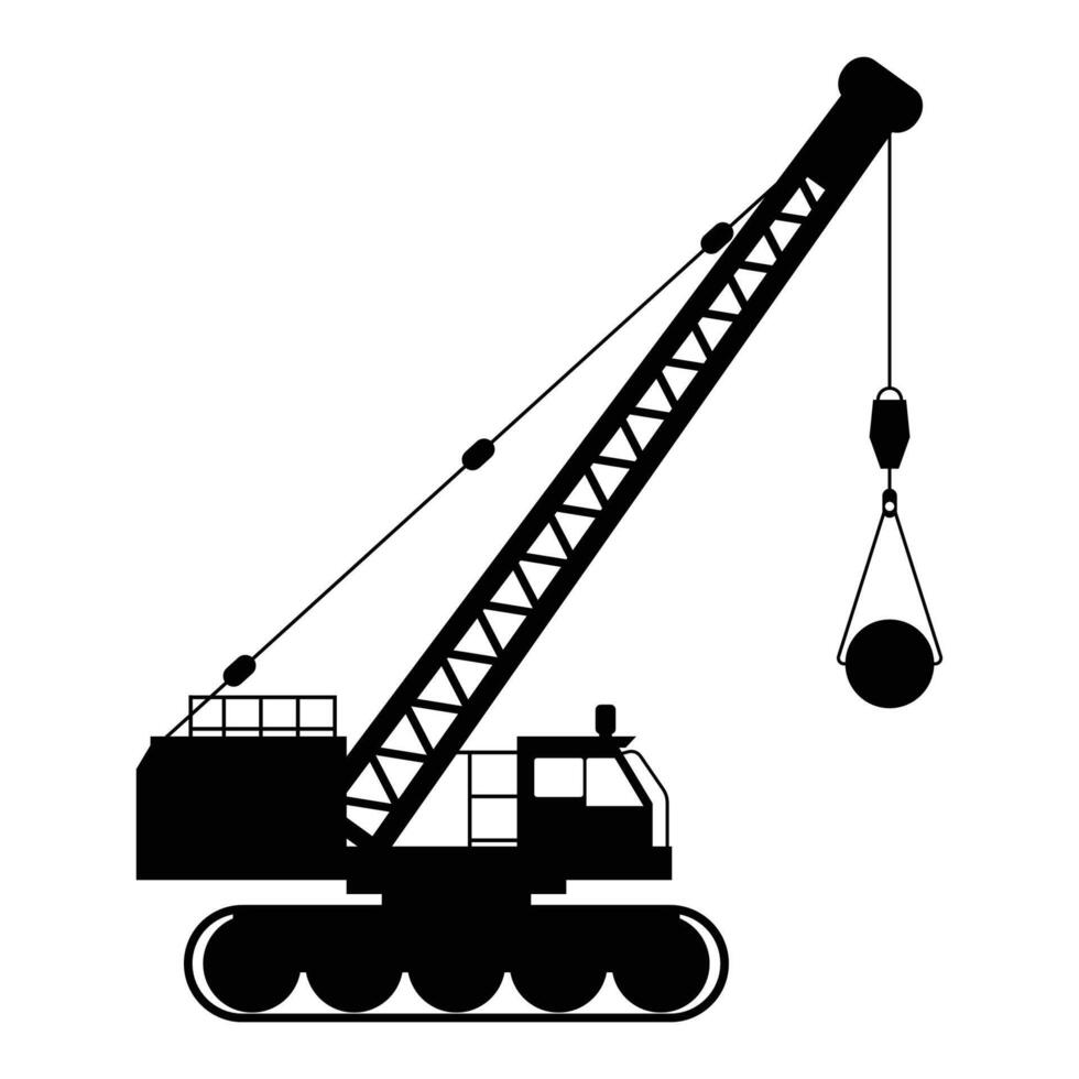 Construction Crane Silhouette on White Background vector