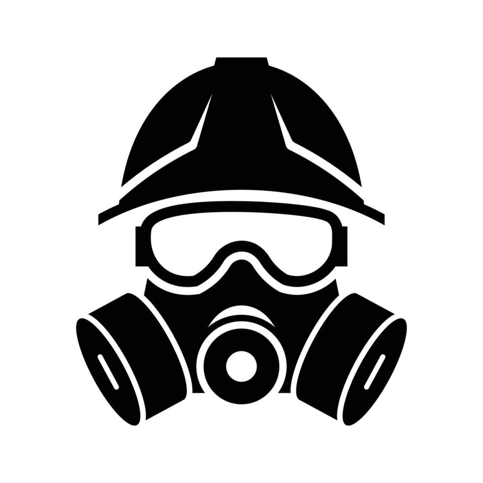 Safety Gear with Gas Mask and Helmet Icon vector