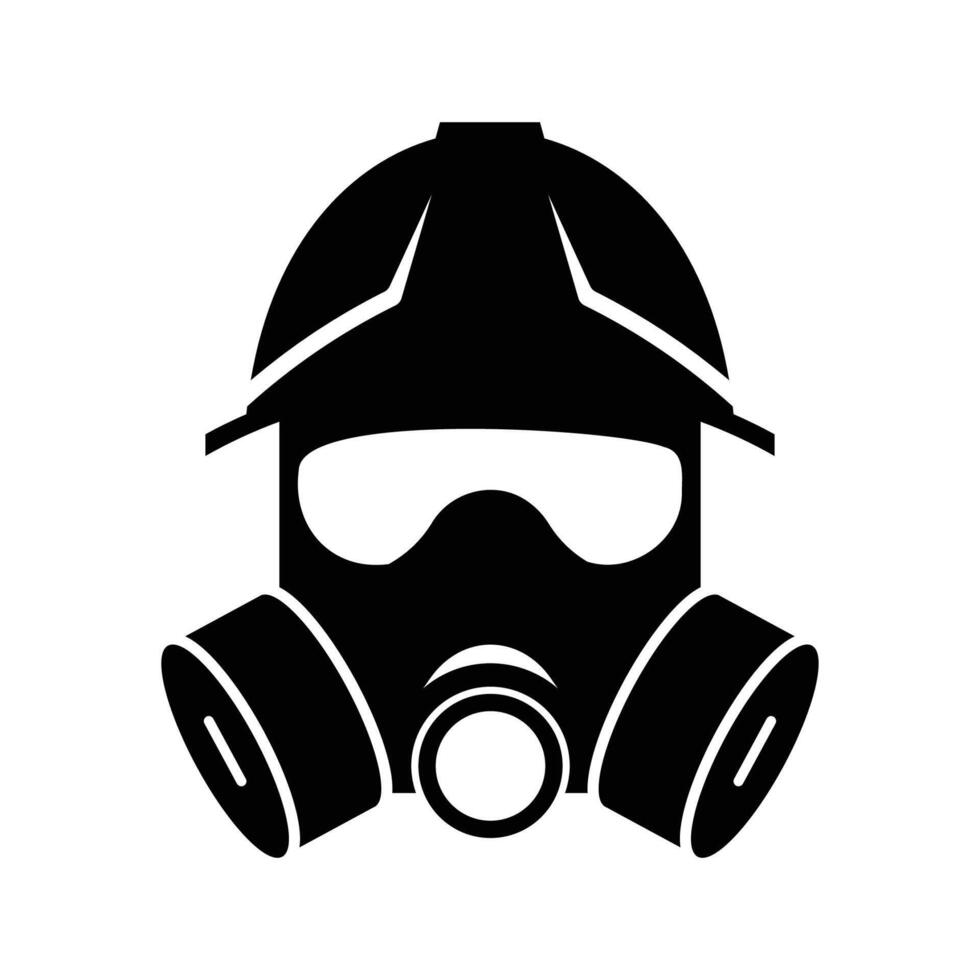 Safety Helmet and Gas Mask Icon for Work Protection vector