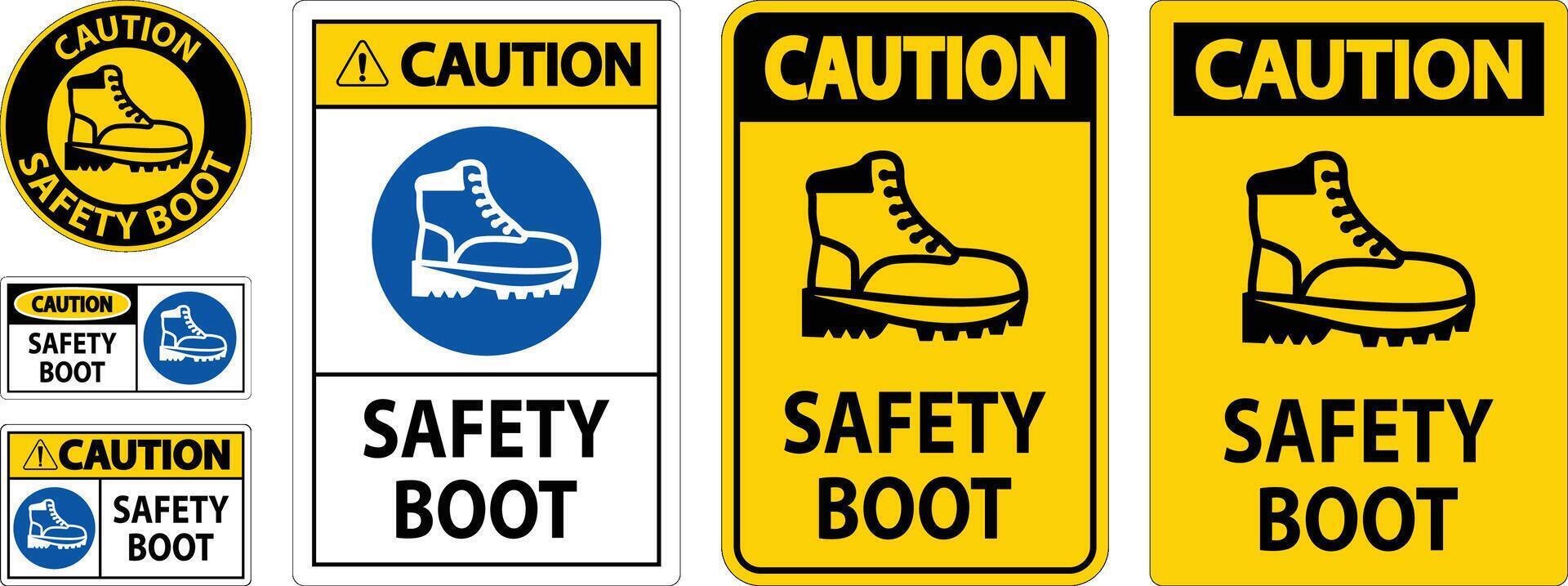 Caution Safety Boot Sign for Workplace or Construction Area vector