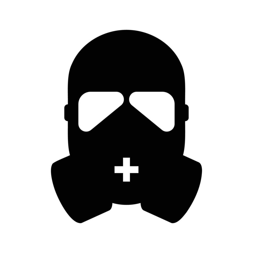 Black silhouette of a gas mask icon on white background vector