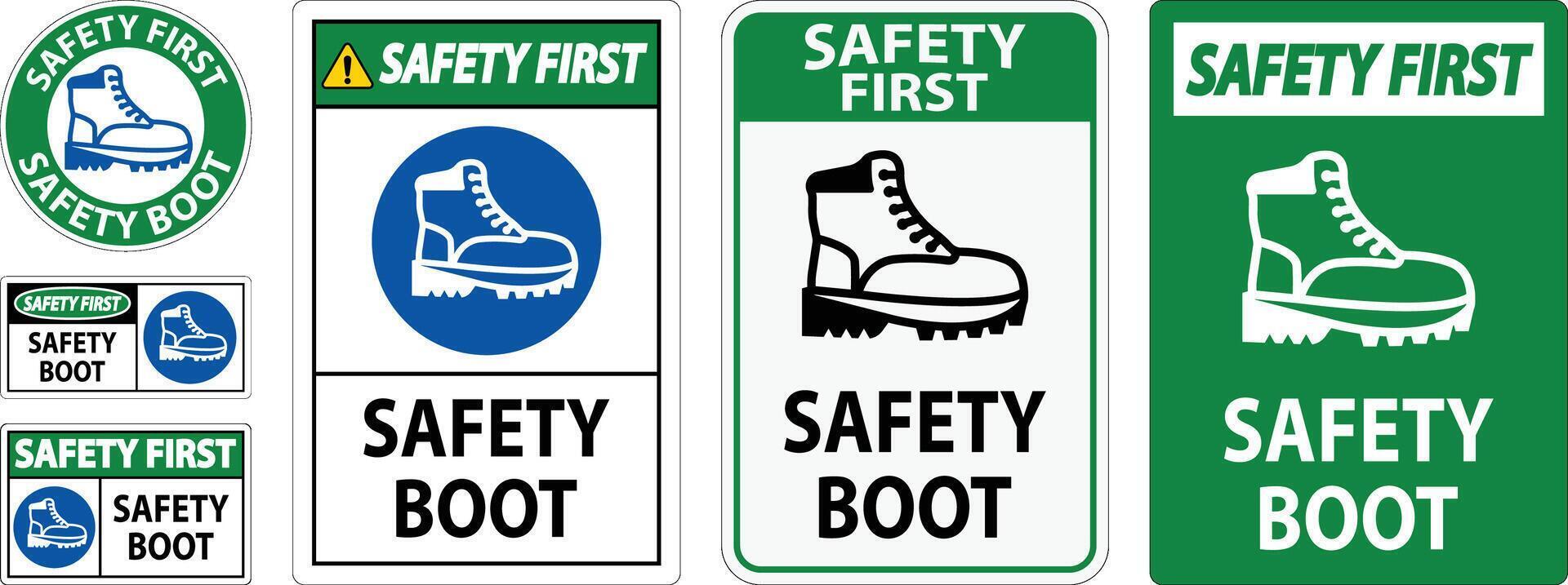 Caution Safety Boot Sign for Workplace or Construction Area vector