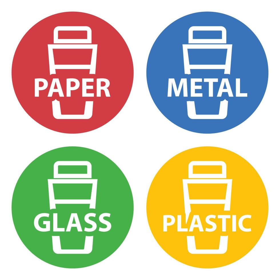 Recycling Symbols for Different Materials in Circular Design vector
