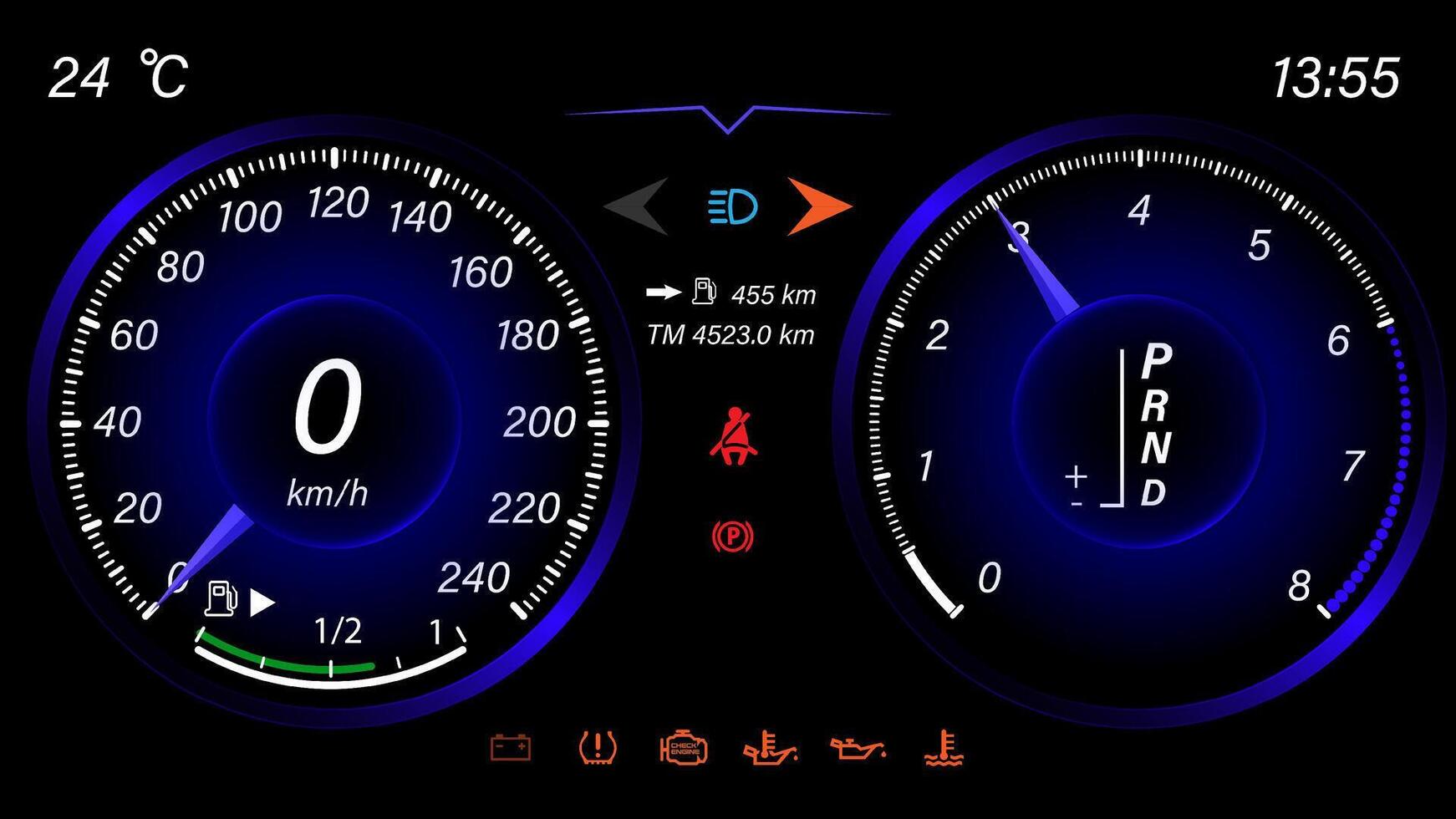 Speedometer speed car auto dashboard design. Speed meter . vector