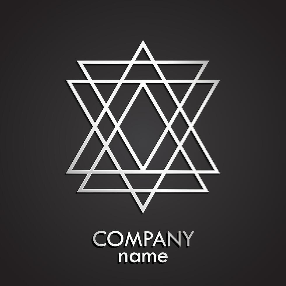 linear triangles symbol 3d silver logo vector