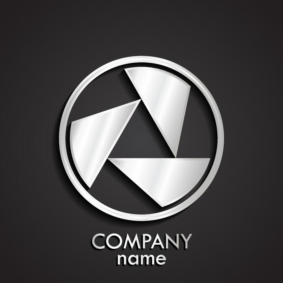 3d abstract metal circle silver logo vector