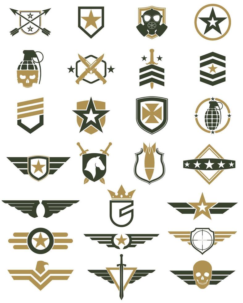 military logo color set army icons vector