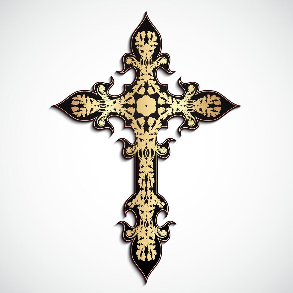 color floral ornament stylized cross vector