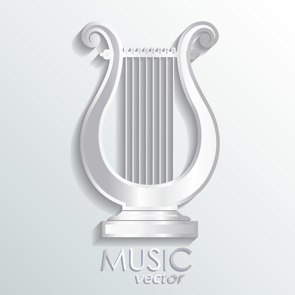 silver lyre music theme icon illustration vector