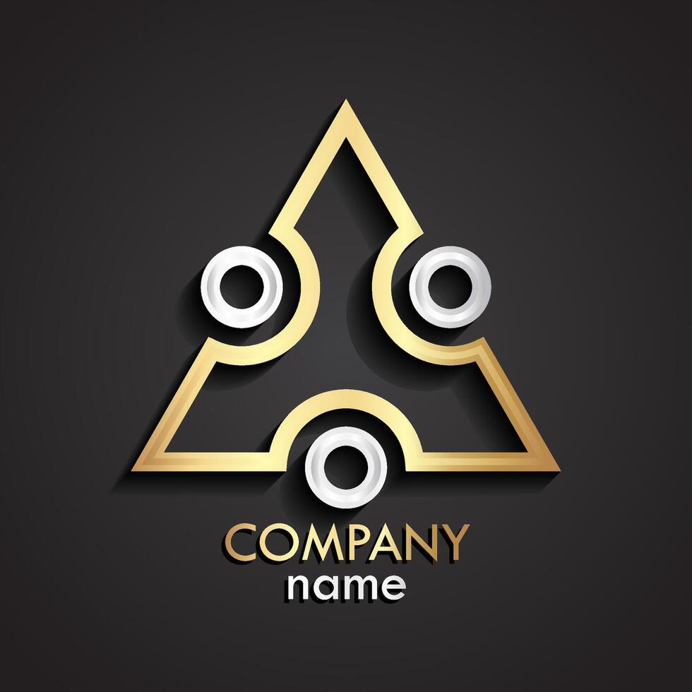 3d abstract shape design shiny metal logo vector