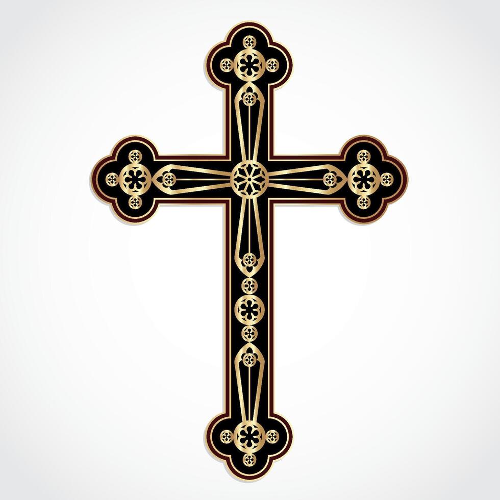 cross with golden gothic ornamental decoration vector