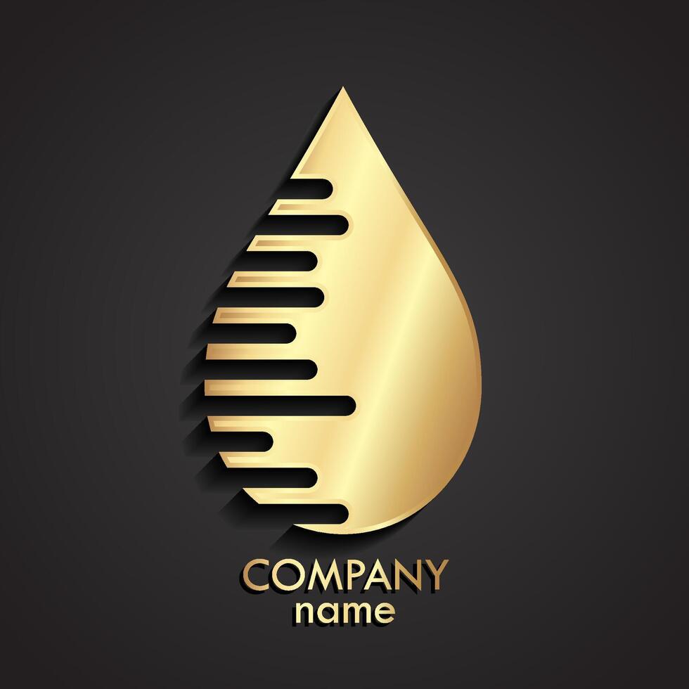 3d gold drop modern logo vector