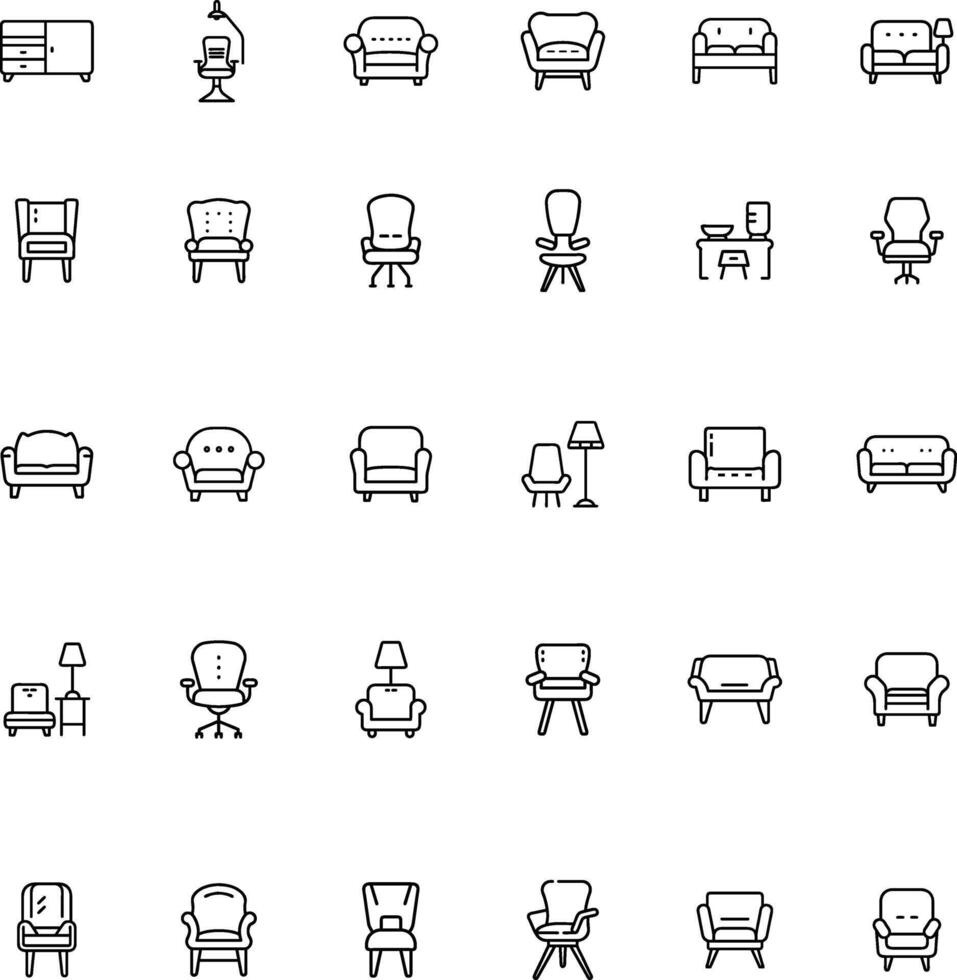 Furniture Editable Stroke Line Icons vector