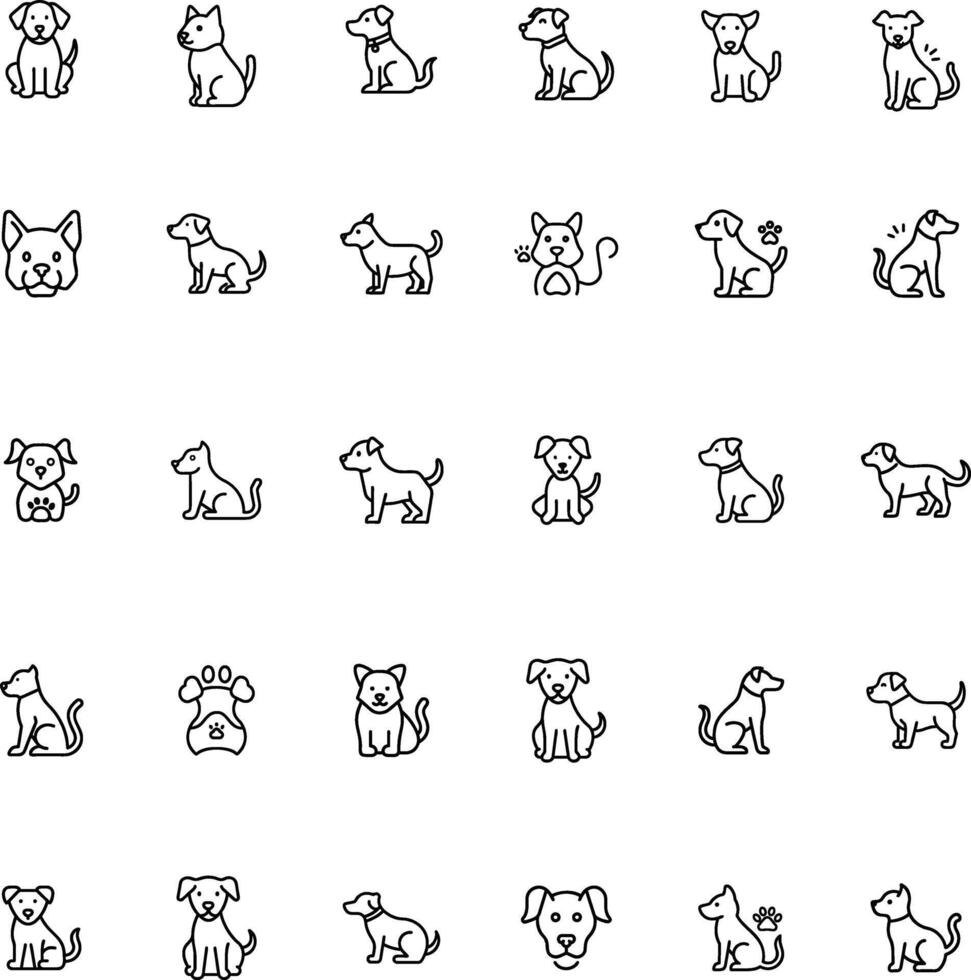 Pets - thin line icon set. Pixel Perfect. Set contains such icons as Pets, Dog, Cat, Bird, Fish, Hamster, Mouse, Rabbit, Pet Food, Grooming. vector