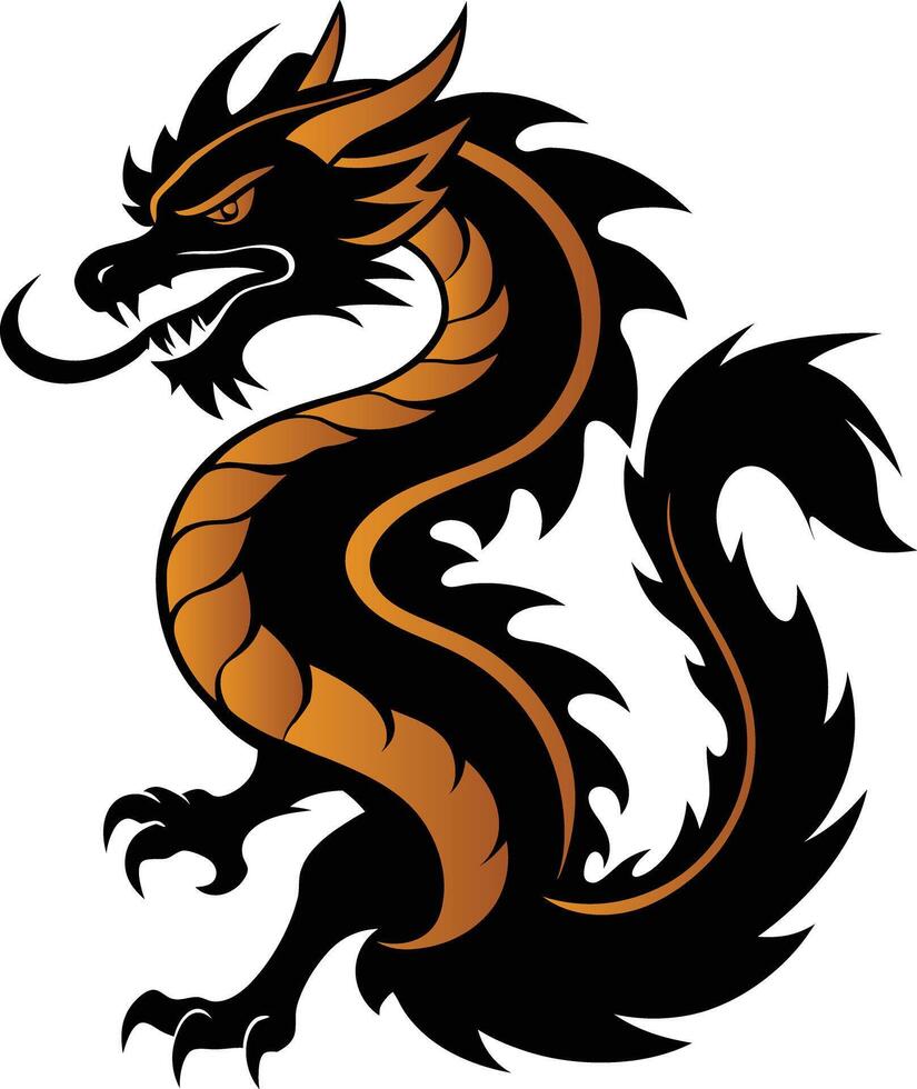 Chinese dragon silhouette vector
