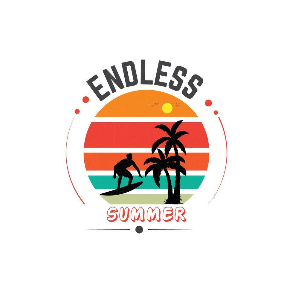 Endless summer t shirt design typography t-shirt design. vector