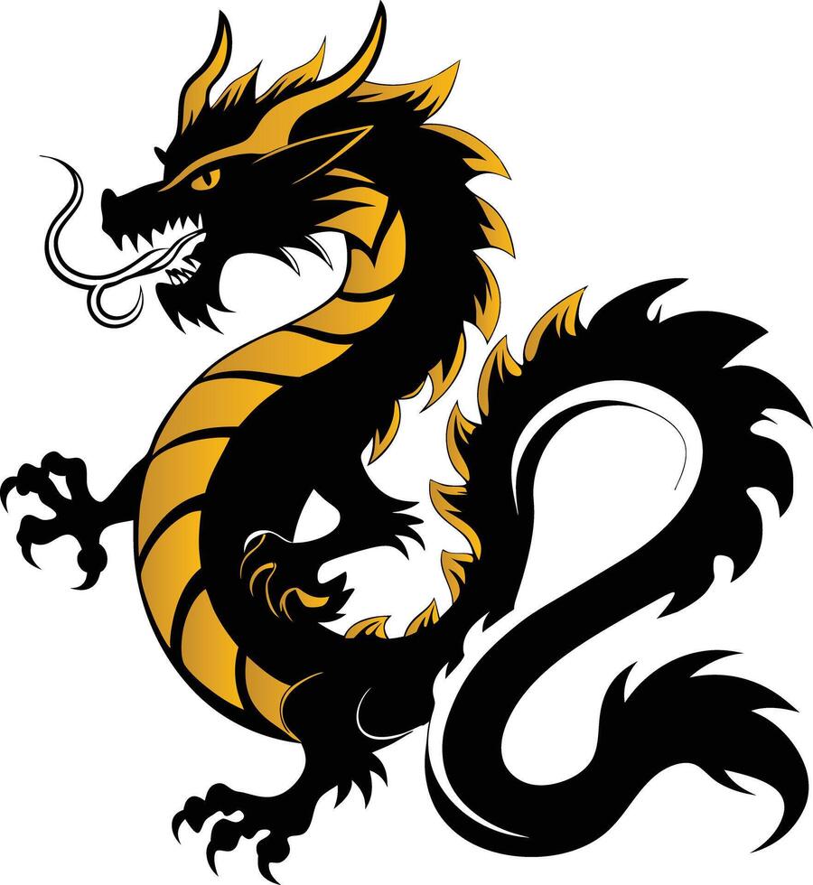 Golden dragon logo mascot vector