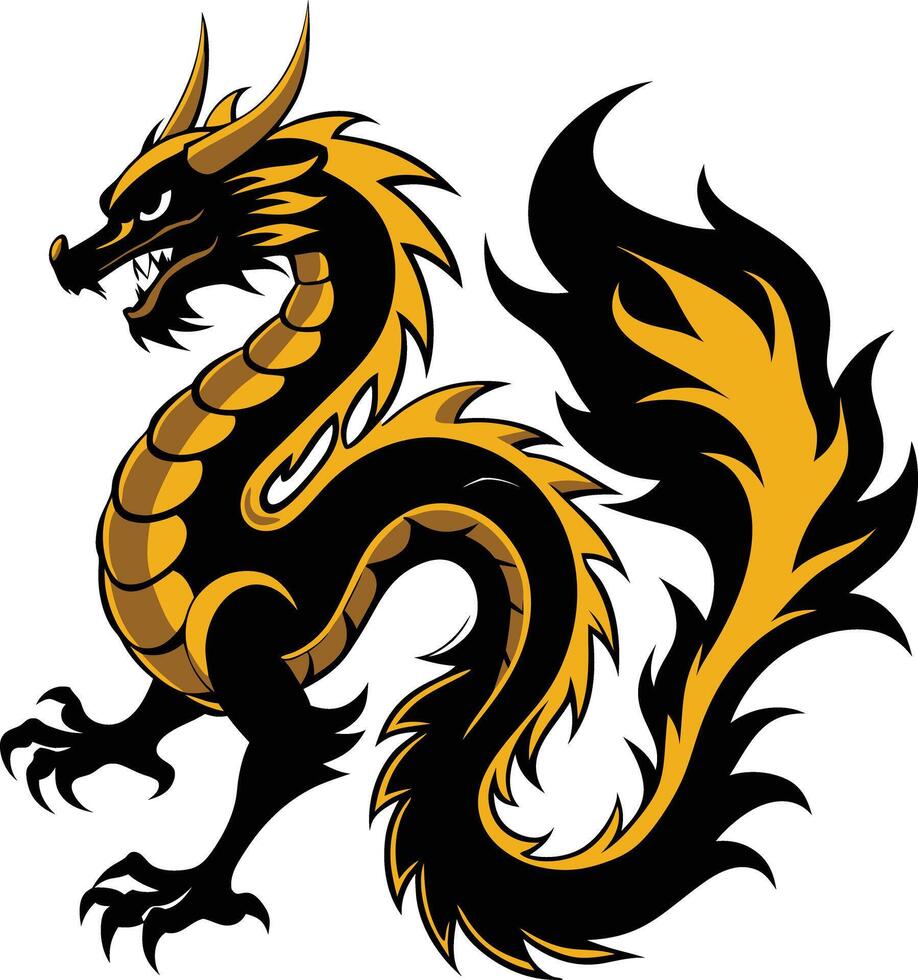 gold dragon design vector