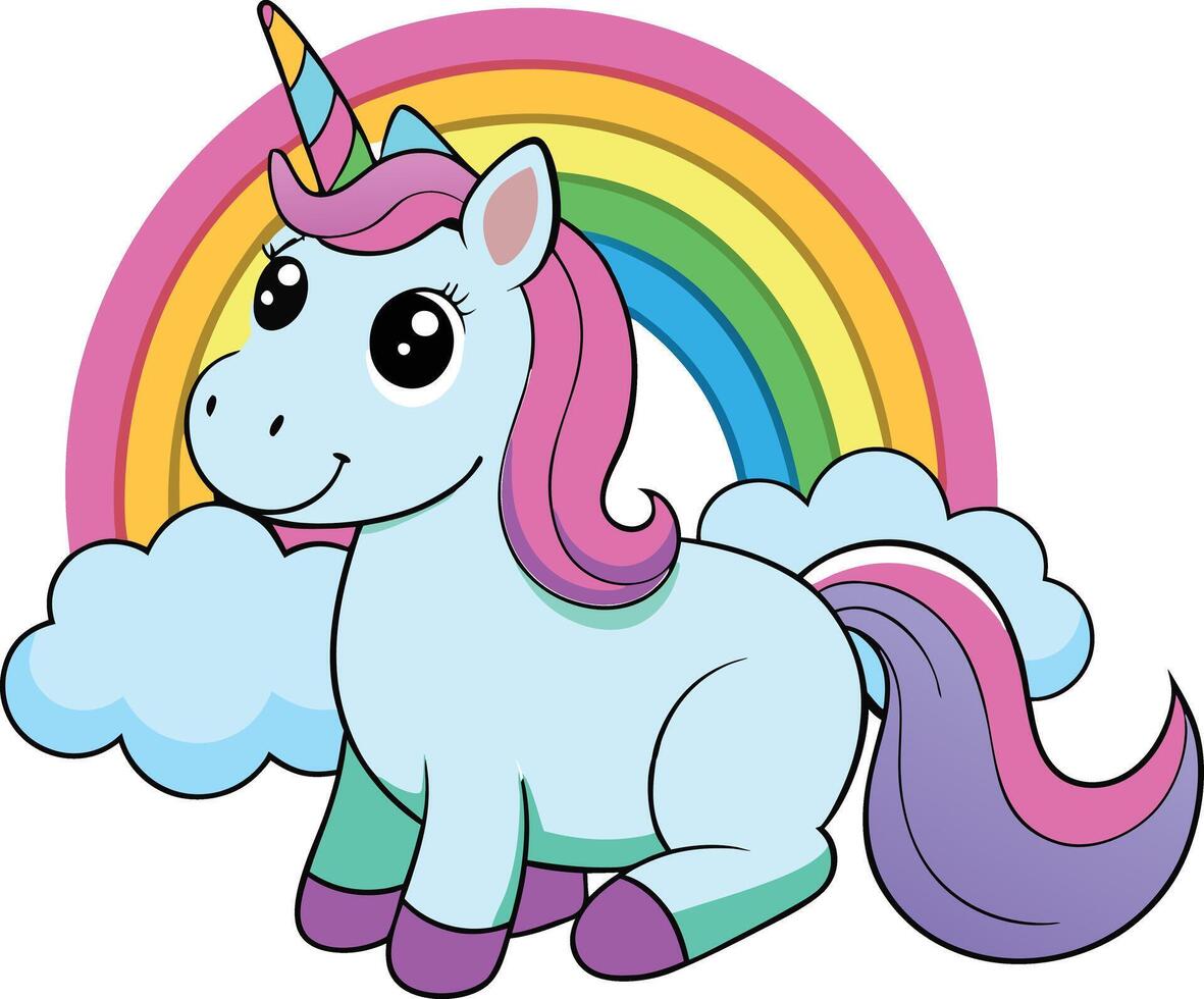 unicorn with a rainbow vector