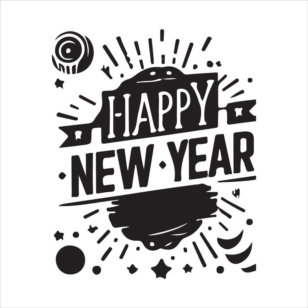 graphic with the words Happy New Year on a white backdrop vector