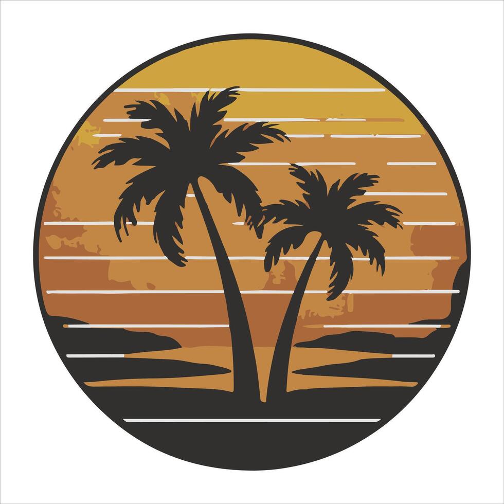 Coastal summertime classic retro graphic art vector