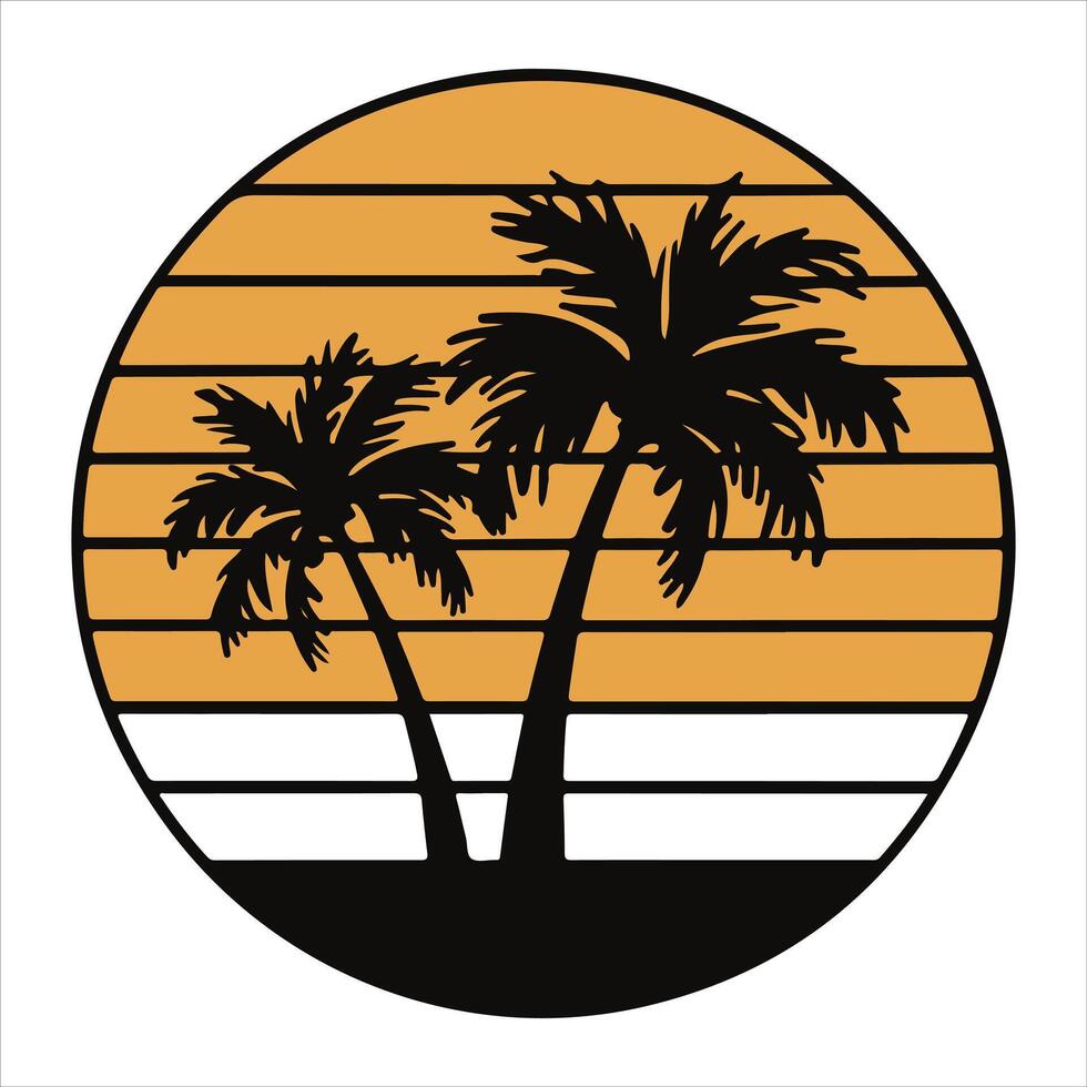 Coastal summertime vintage retro graphic art vector
