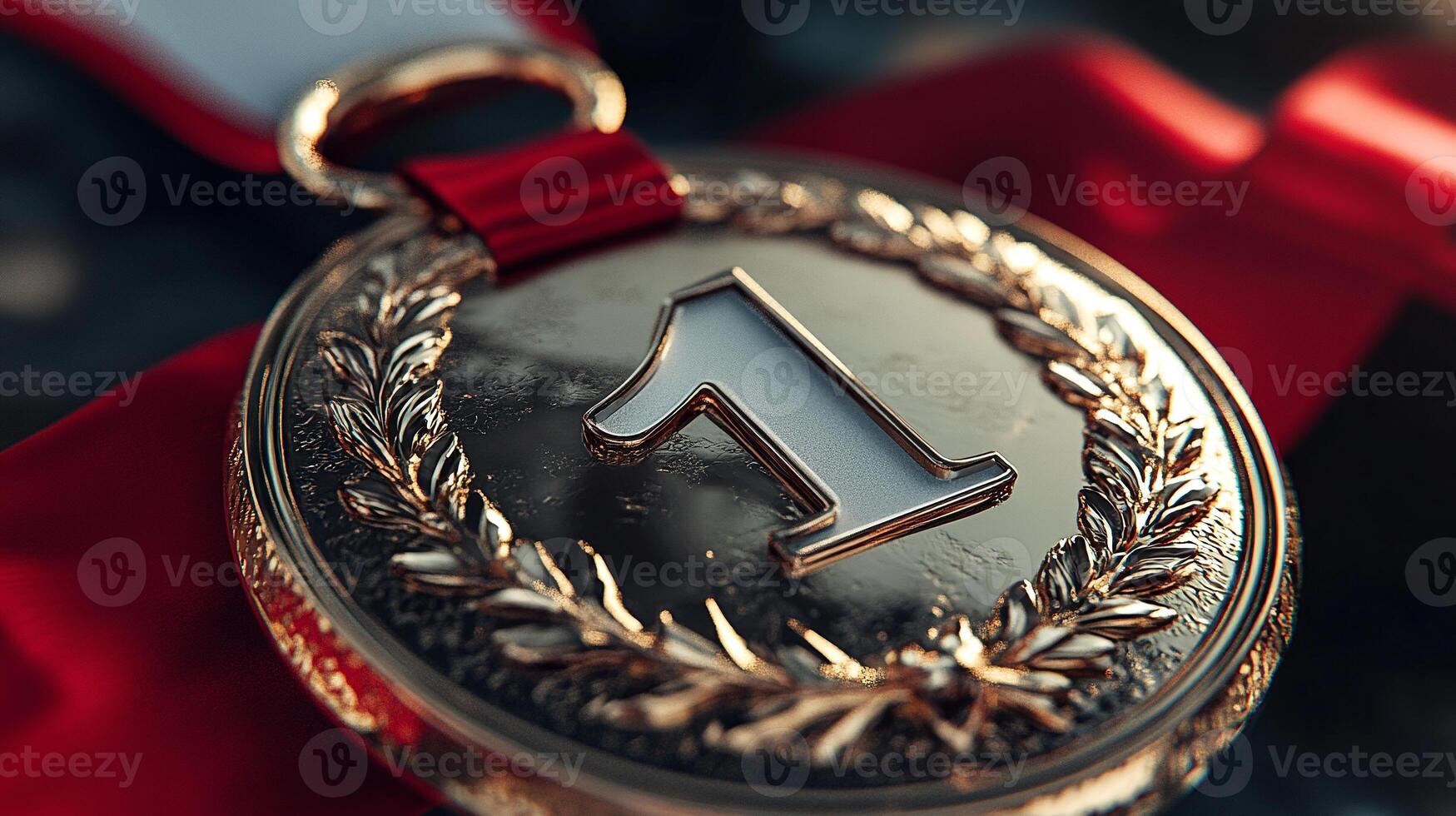 A gold medal with the number one on it photo
