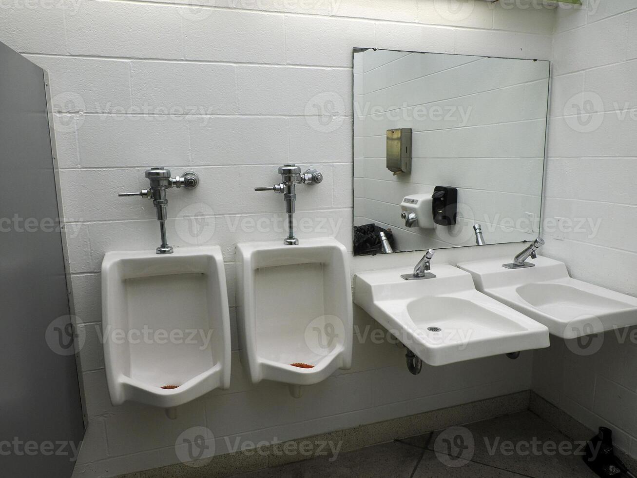 masculine public restroom urinals wc detail photo