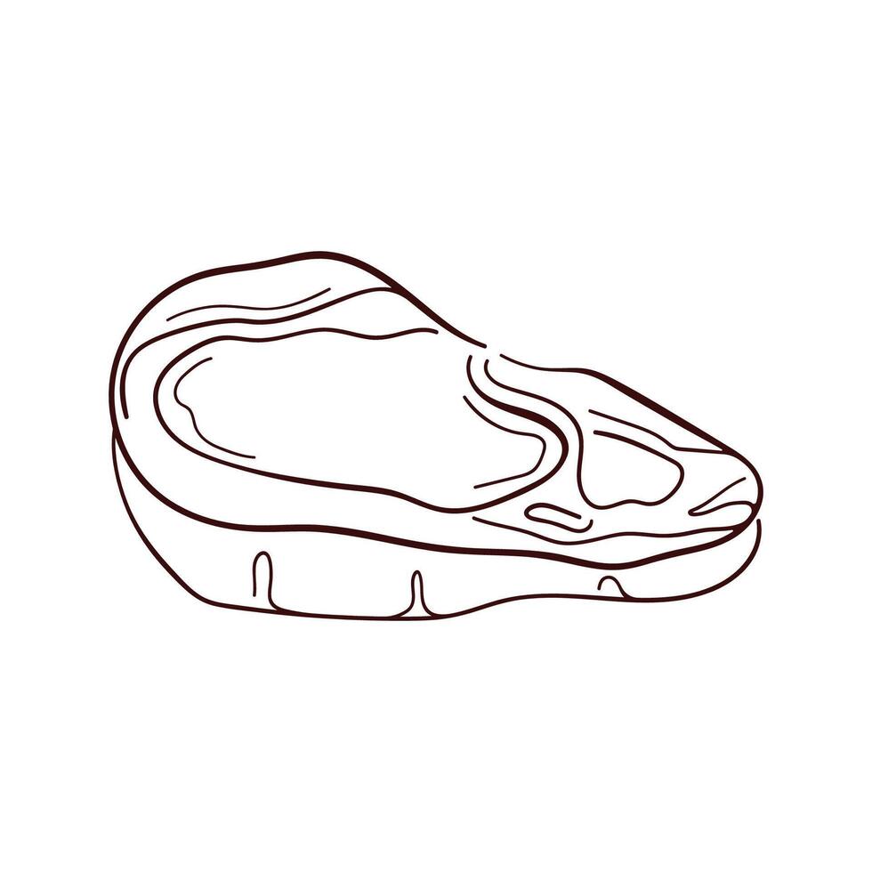 Pork meat steak in line art style. Ideal for food packaging, butcher shop, menu, culinary design project, modern and vintage style graphics. vector