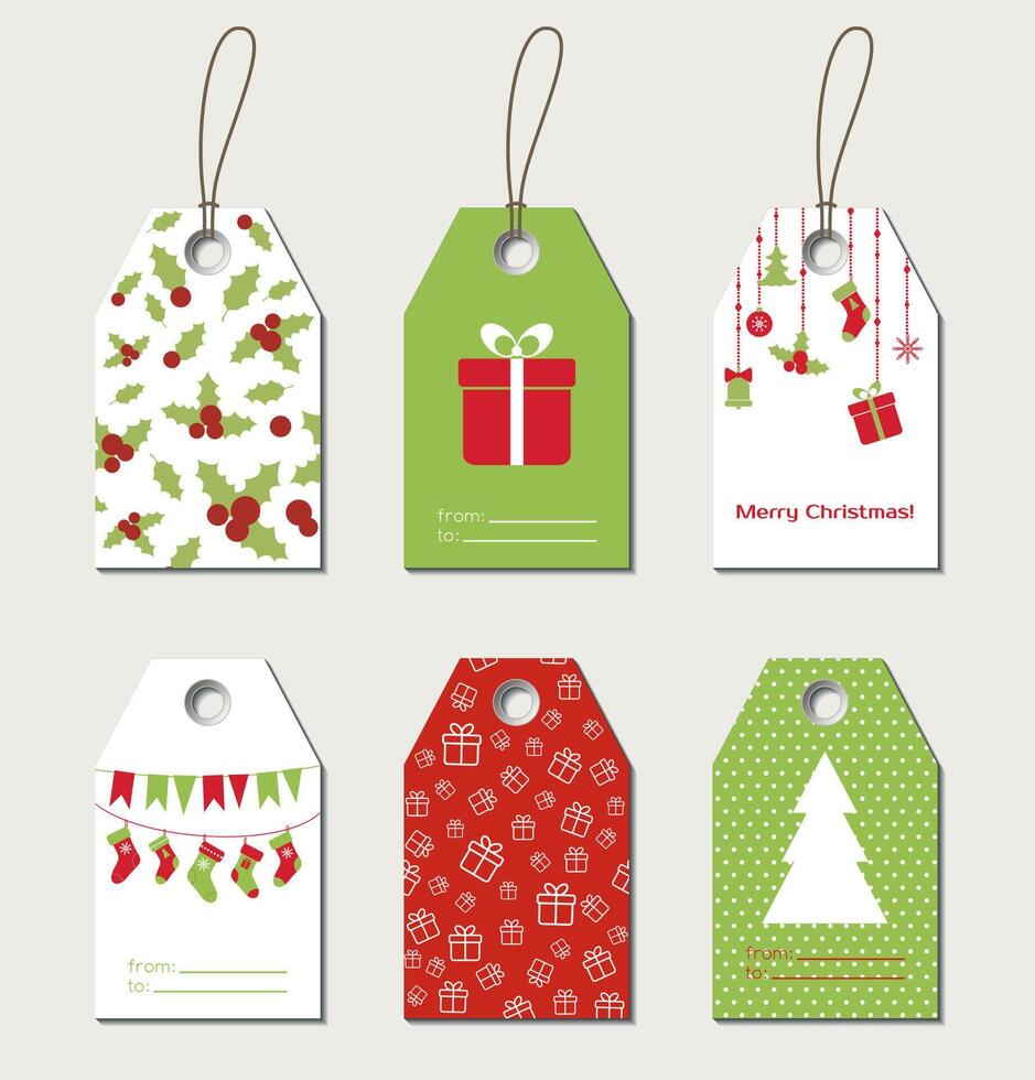 Christmas gift tags, greeting badges, labels vector